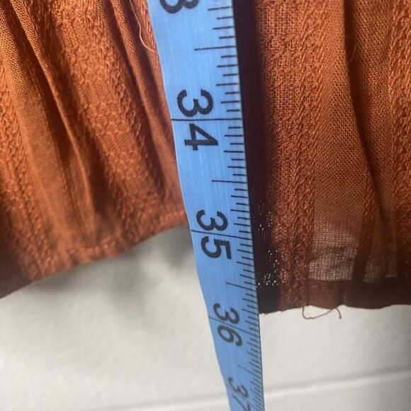 Universal Thread Burnt Orange Puff Sleeve Ruffle Dress Embroider Peasant Medium - Picture 14 of 14